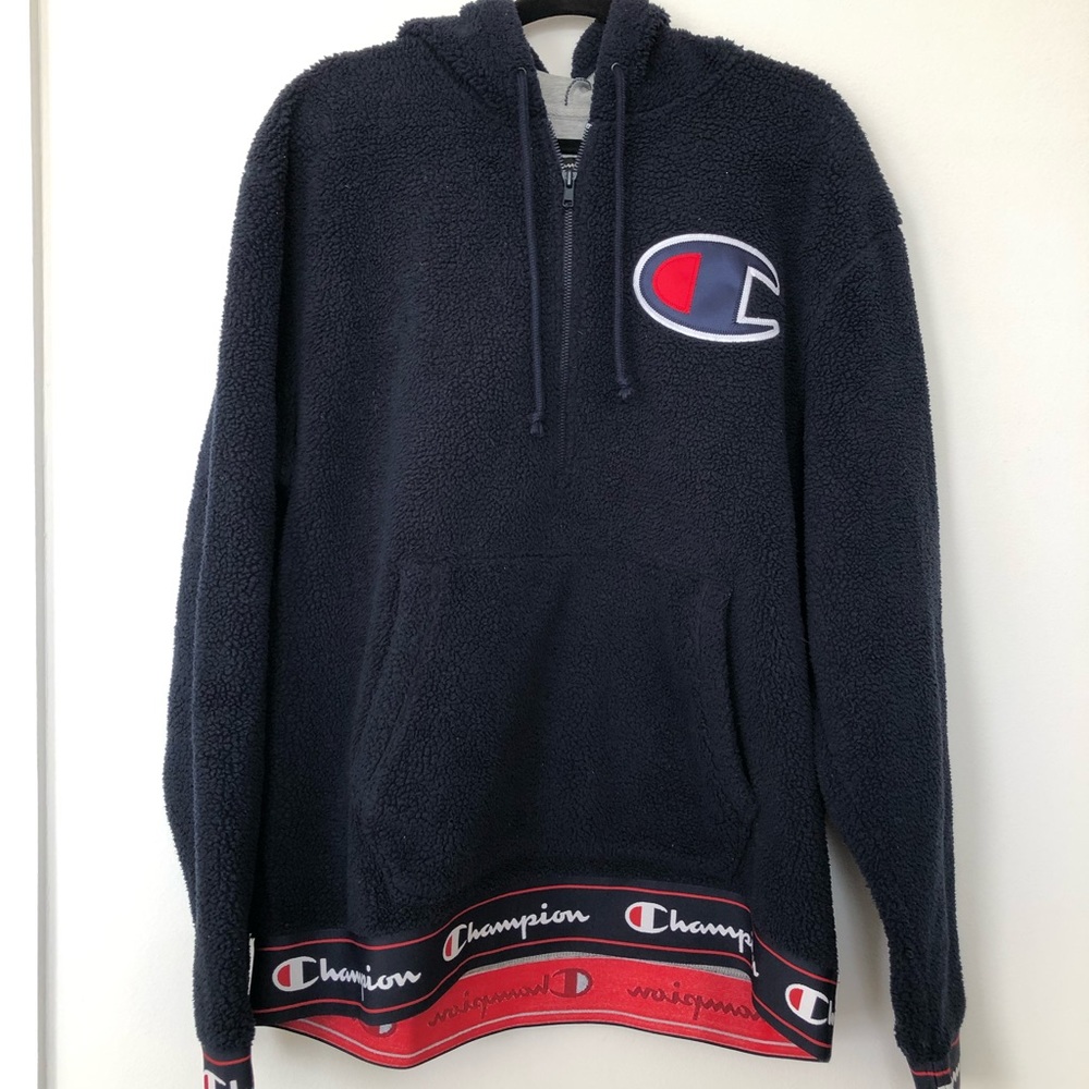 Champion Quarter Zip Blue Sherpa Hoodie